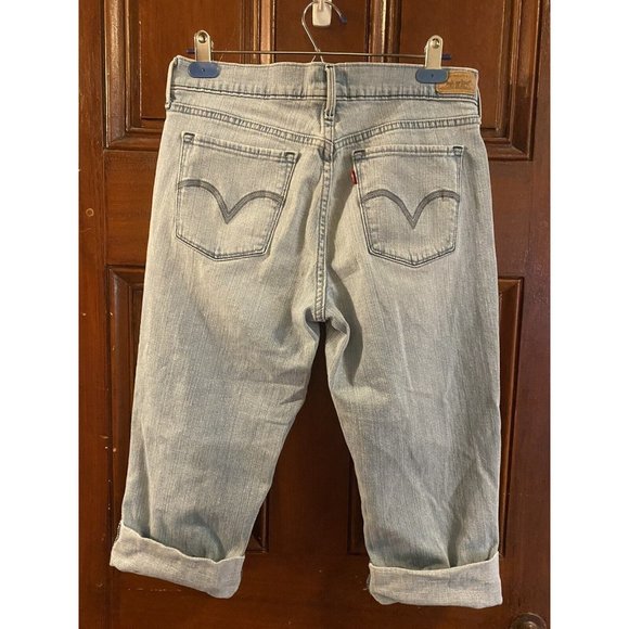 Levis 515 Capri Jeans Women's Blue Denim  Cuffed Light Wash Sz 6 Red Tab - Picture 2 of 8